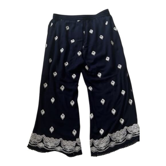 Sundance Blue & White Embroidered Boho Giselle Cropped Dream Pants Sz # 0565 - Picture 4 of 8